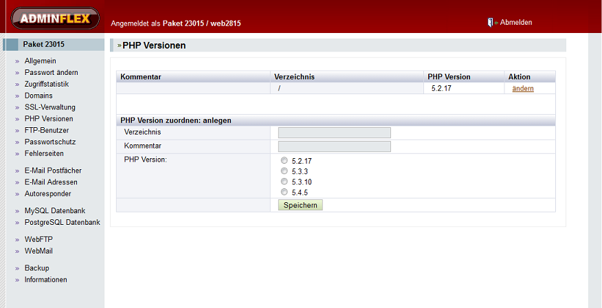 PHP Versionen